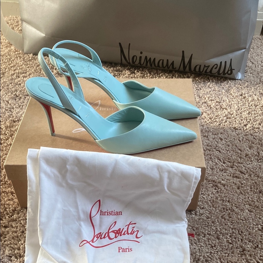 Christian Louboutin Women's Light Blue Slingback Heels